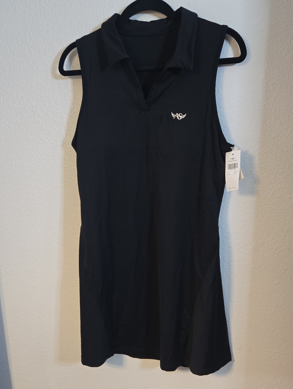 Sleeveless Black Polo Mini Dress with Subtle Logo
